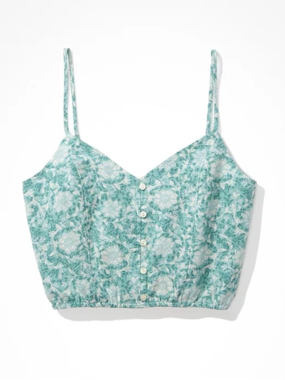 American Eagle Printed Crop Cami Cotton Linen Size Small NWT